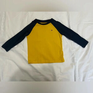 Tommy Hilfiger Boys Long Sleeve T-shirt Navy Blue/Yellow (Size 2T)